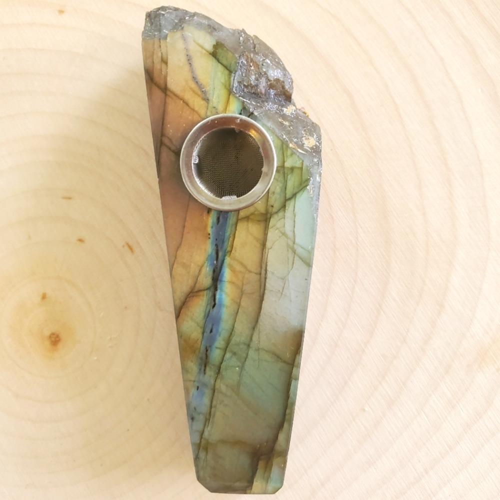 Natural labradorite smoke wand 82.3g